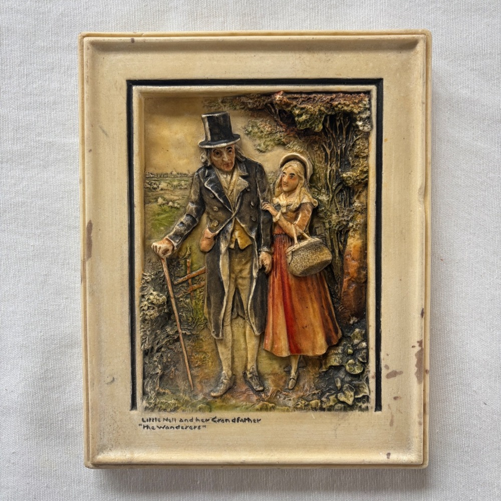 Vintage Ivorex Osborne Little Nell and her Grandfather The Wanderers Plaque UK